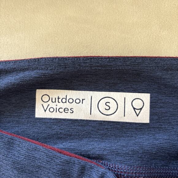Outdoor Voices Tri-Tone Leggings Womens Small Colorblock 7/8 Navy Maroon - Picture 5 of 8